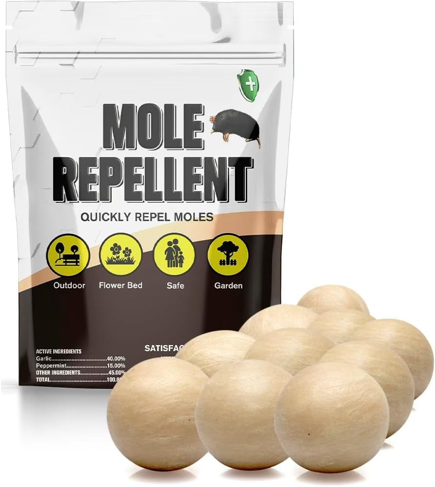Mole Repellent for Lawns, Groundhog Repellent Outdoor, Armadillo Repellent, Mole Deterrent for Yard, Vole Repellent Outdoor, Gopher Repellent, Safe for Family & Pets, 10 Packs