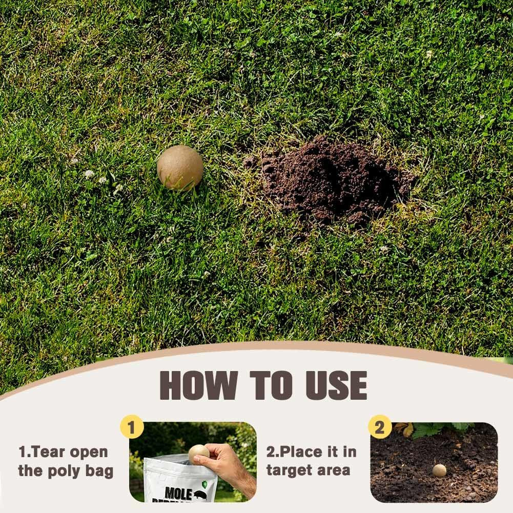 Mole Repellent for Lawns, Groundhog Repellent Outdoor, Armadillo Repellent, Mole Deterrent for Yard, Vole Repellent Outdoor, Gopher Repellent, Safe for Family & Pets, 10 Packs