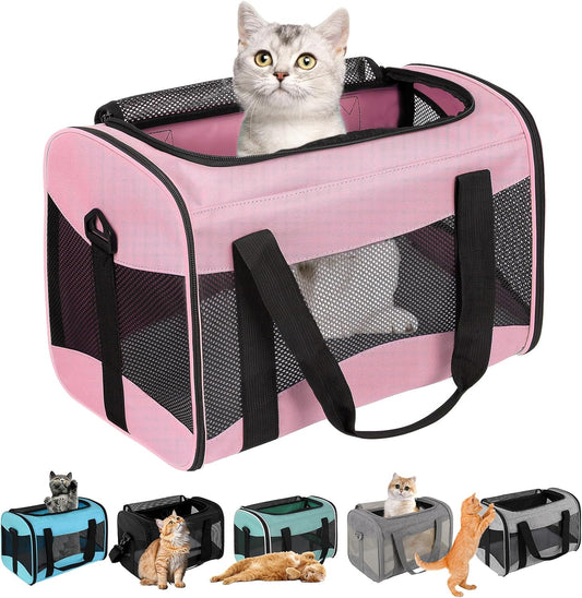 Cat Carrier Large Dog Cat Carriers Puppies up to 30Lbs, Big Dog Carrier Soft Sided, Collapsible Travel Puppy Carrier (X-Large, Pink)
